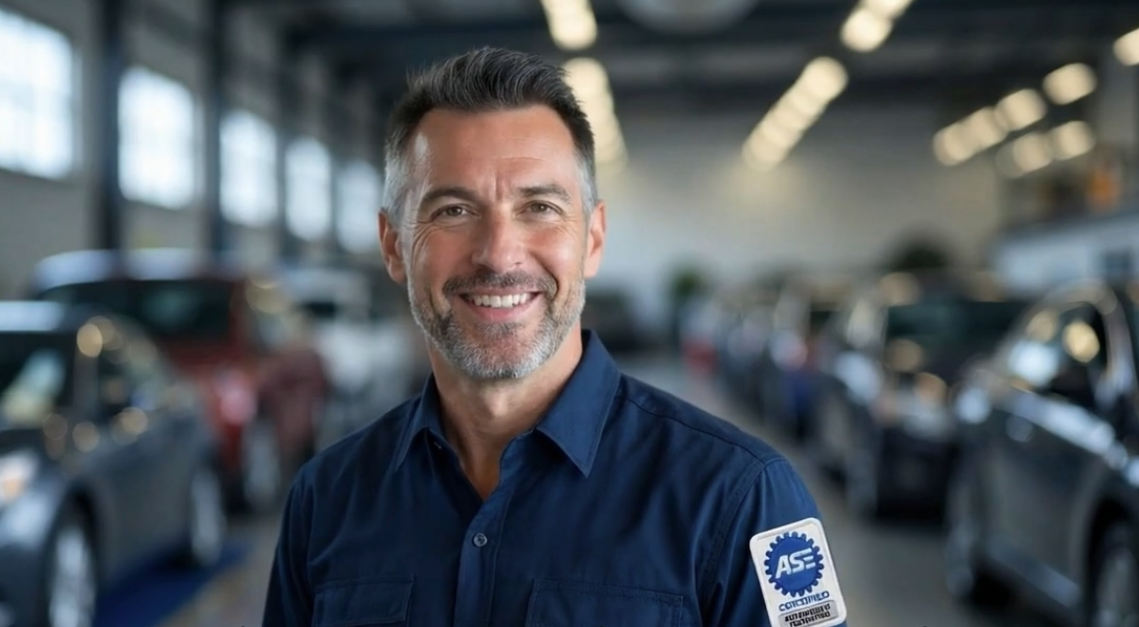 Service professional in a repair workshop